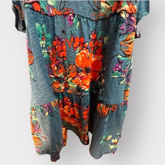 Women’s Torrid 1 Blue Floral Babydoll Slub Scoop Neck Tiered Top 1X 1XL 14 16 - Picture 13 of 15